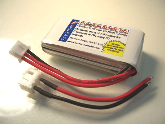 7.4 volt - 315mAh 20C Li-Poly Battery Pack