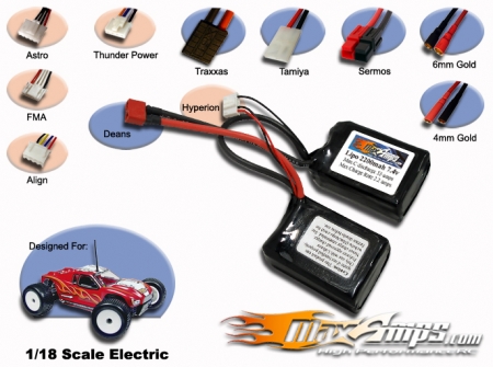 Lipo 2200mah 2S2P 7.4V Saddle Pack