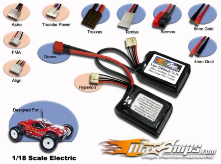 Lipo 2200mah 3S2P 11.1V Saddle Pack