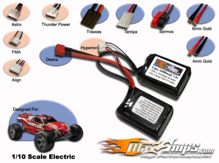 Lipo 4400mah 2S4P 7.4V Saddle Pack